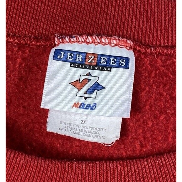 Vintage 90s Holiday Christmas JERZEES embroidered Sweatshirt Size 2X - Picture 3 of 4